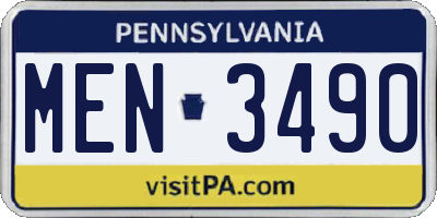PA license plate MEN3490