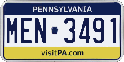 PA license plate MEN3491