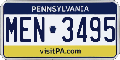 PA license plate MEN3495
