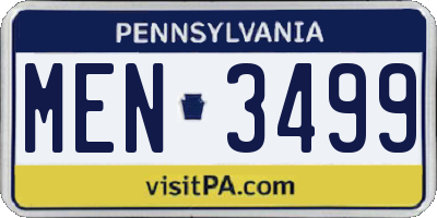 PA license plate MEN3499