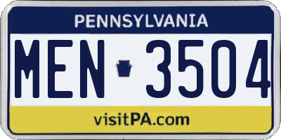 PA license plate MEN3504