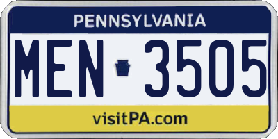 PA license plate MEN3505