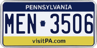 PA license plate MEN3506