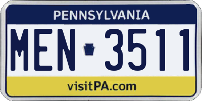 PA license plate MEN3511