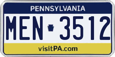 PA license plate MEN3512