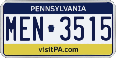 PA license plate MEN3515