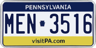 PA license plate MEN3516