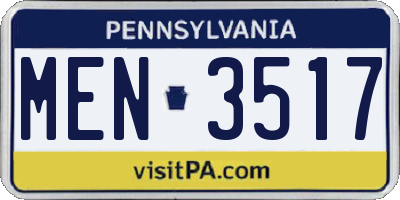PA license plate MEN3517