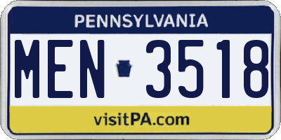 PA license plate MEN3518