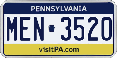 PA license plate MEN3520