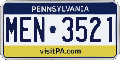 PA license plate MEN3521