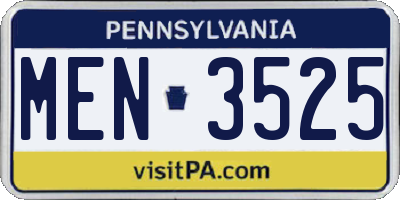 PA license plate MEN3525