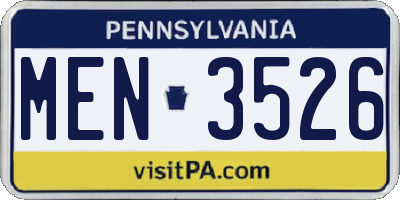 PA license plate MEN3526