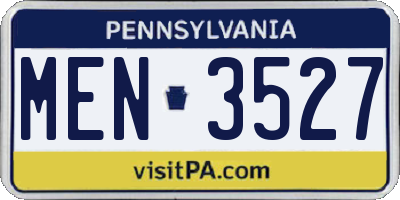 PA license plate MEN3527