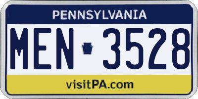 PA license plate MEN3528