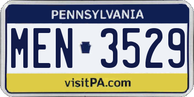 PA license plate MEN3529