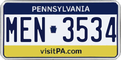 PA license plate MEN3534