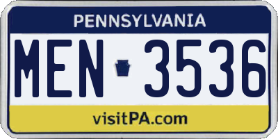 PA license plate MEN3536
