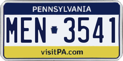 PA license plate MEN3541