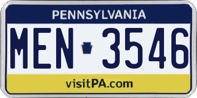 PA license plate MEN3546