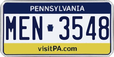 PA license plate MEN3548