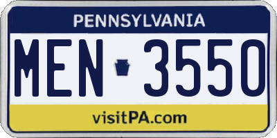 PA license plate MEN3550