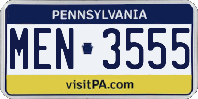 PA license plate MEN3555