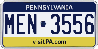 PA license plate MEN3556