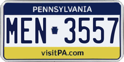 PA license plate MEN3557