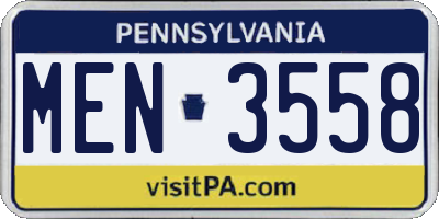PA license plate MEN3558