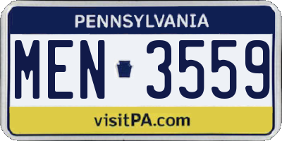 PA license plate MEN3559