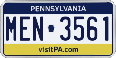 PA license plate MEN3561
