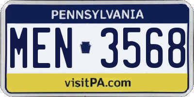 PA license plate MEN3568