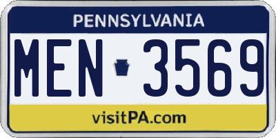 PA license plate MEN3569