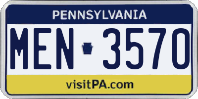 PA license plate MEN3570