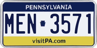 PA license plate MEN3571