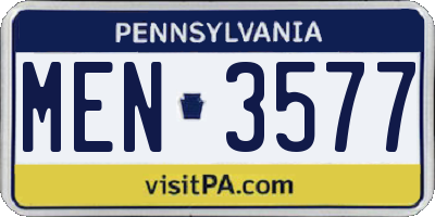 PA license plate MEN3577