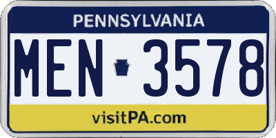 PA license plate MEN3578