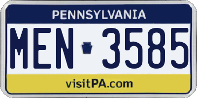 PA license plate MEN3585