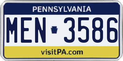 PA license plate MEN3586
