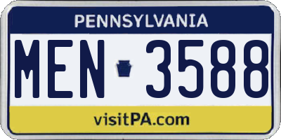 PA license plate MEN3588