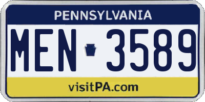 PA license plate MEN3589