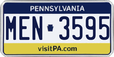 PA license plate MEN3595