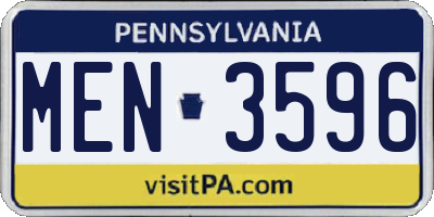 PA license plate MEN3596