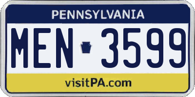 PA license plate MEN3599