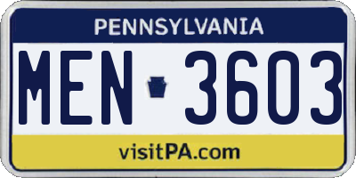 PA license plate MEN3603