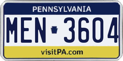 PA license plate MEN3604