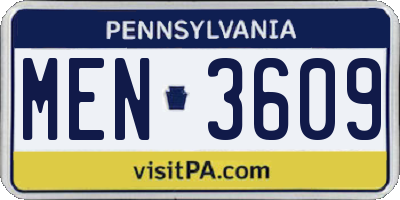 PA license plate MEN3609