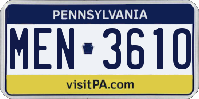 PA license plate MEN3610
