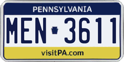 PA license plate MEN3611